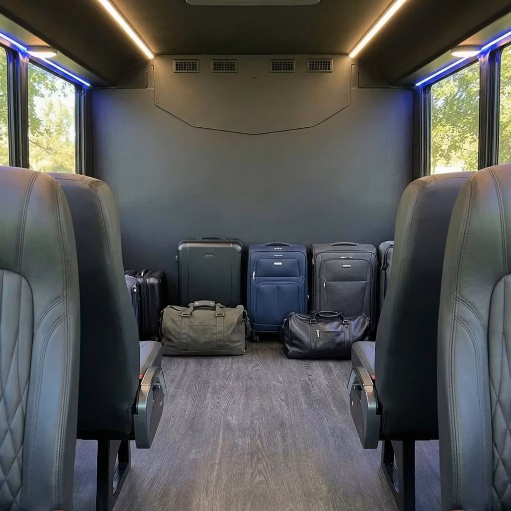 bell 20 passenger minibus luggage area