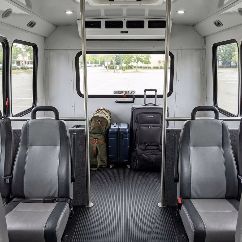 bell 30 passenger minibus luggage area