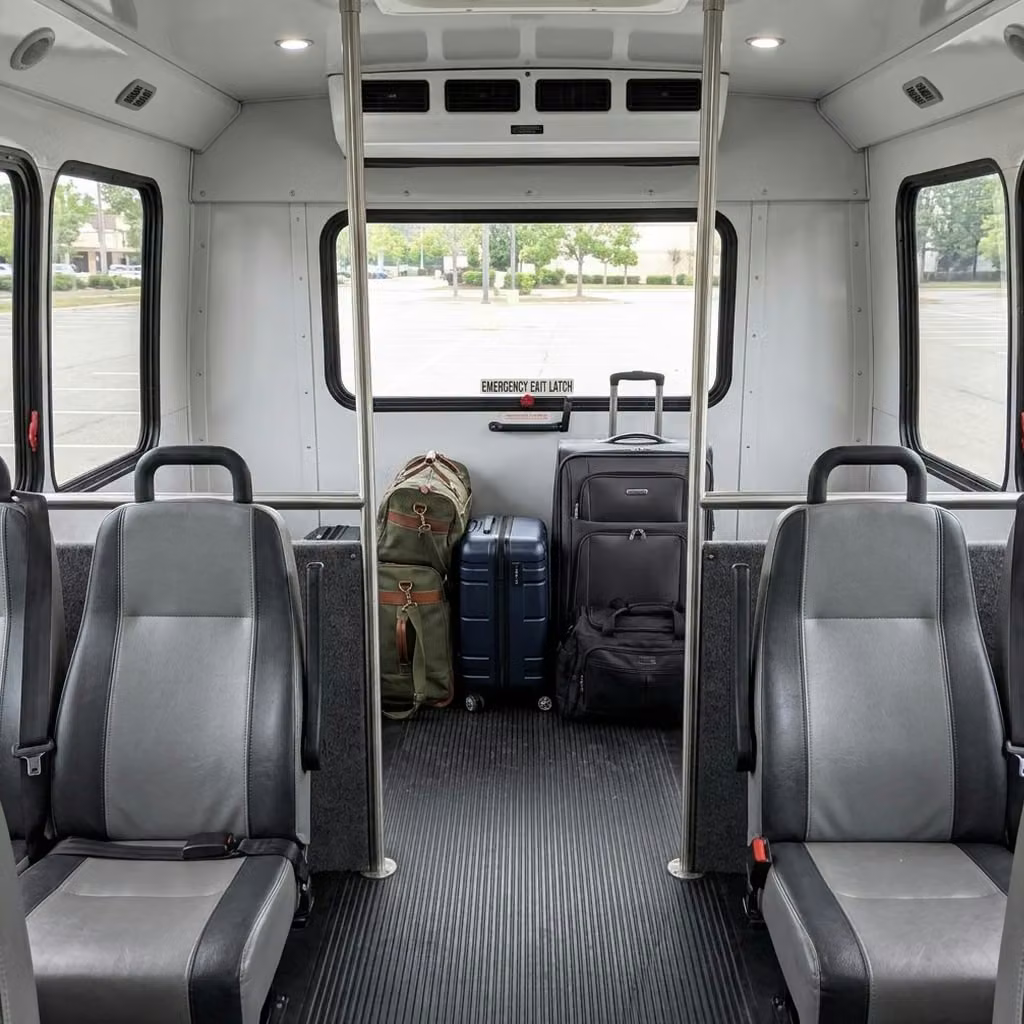 bell 35 passenger minibus luggage area