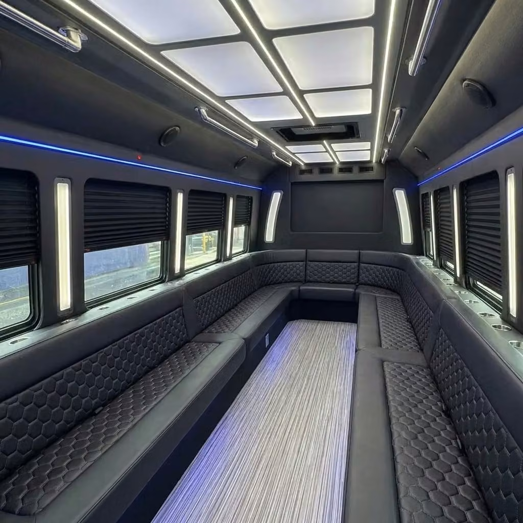 bell party bus wraparound seating